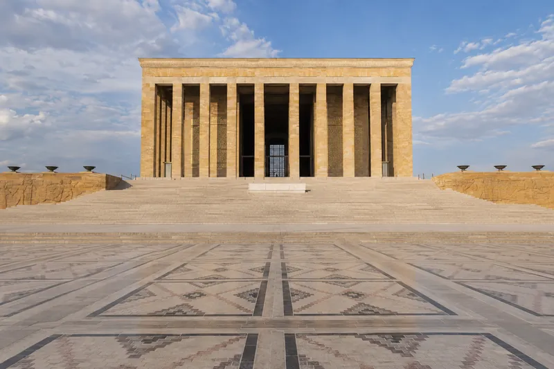 The colonnaded Hall of Honor of Anitkabir, Ataturk's Mausoleum in Ankara