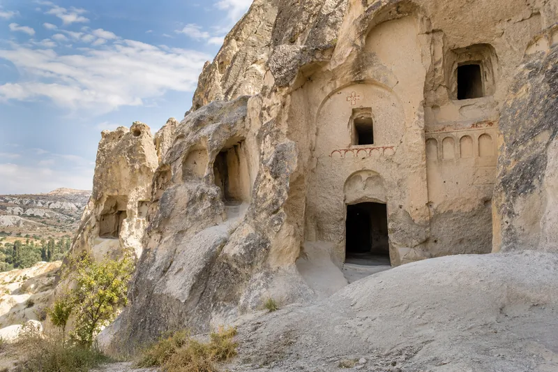 A rock-cut church at the Göreme Open Air Museum in Cappadocia