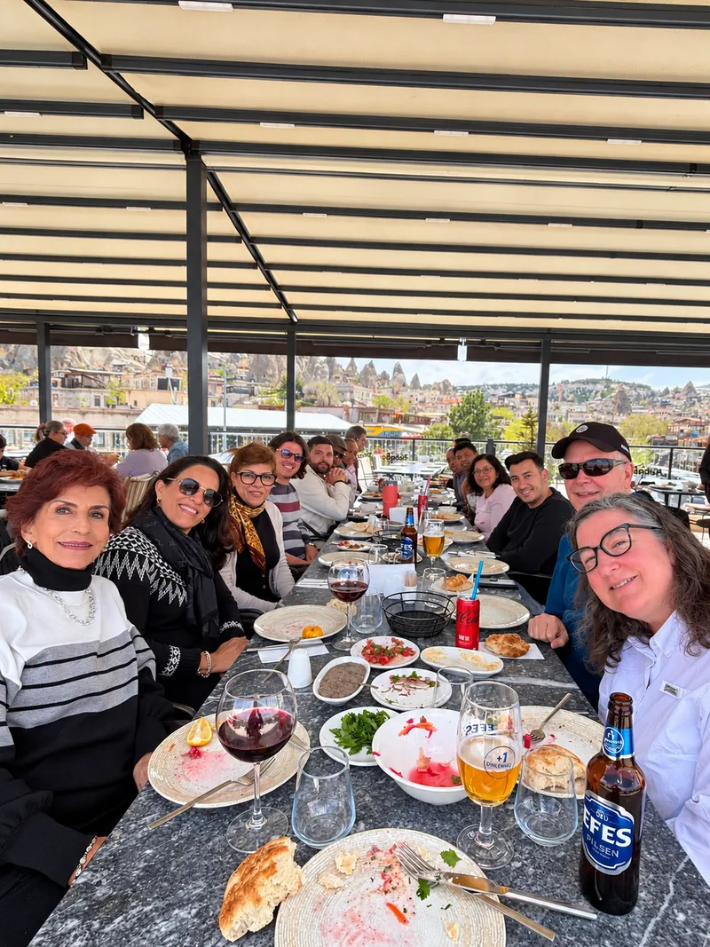 Turkey Itineraries guests. Lunch with a view over Göreme, Cappadocia