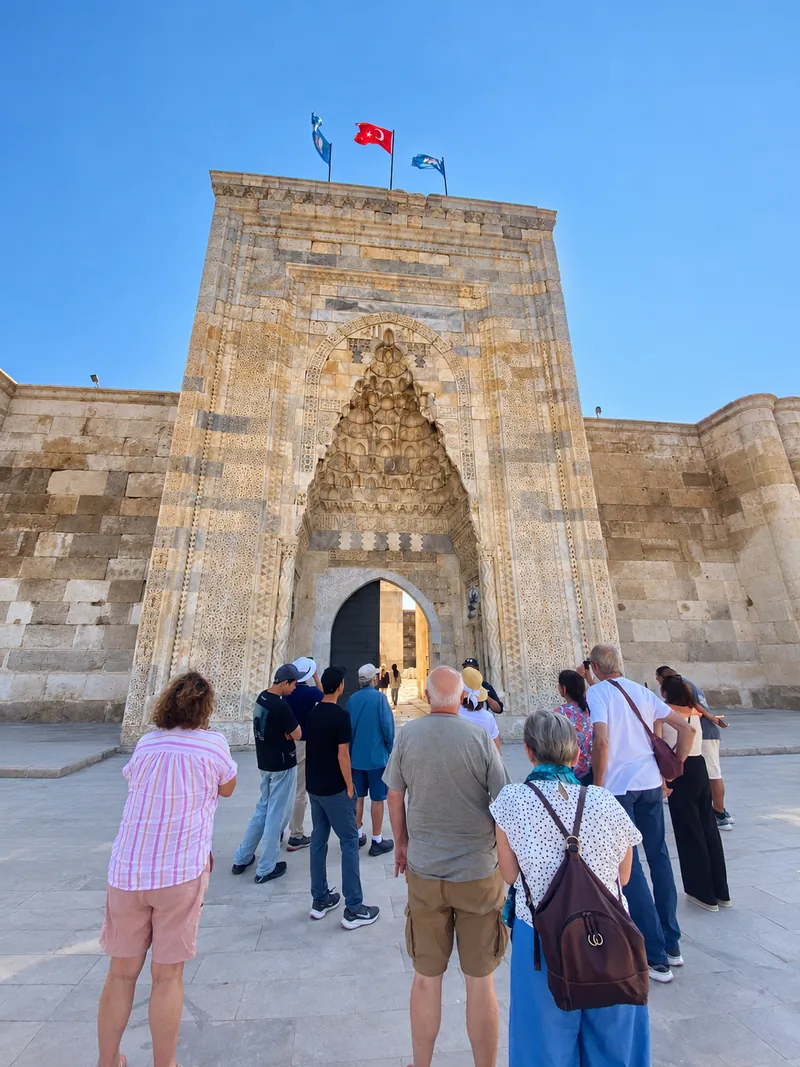 Turkey Itineraries guests. At the Sultanhanı caravanserai, Konya road