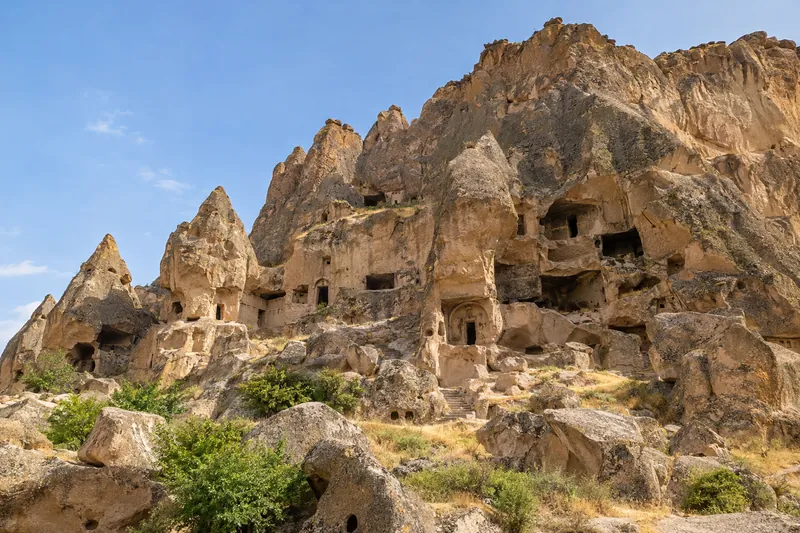 The rock-cut Selime Monastery carved into the cliff at the end of Ihlara Valley
