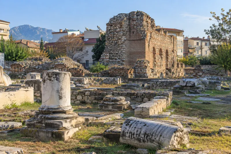 The ruins of ancient Thyatira among the houses of modern Akhisar